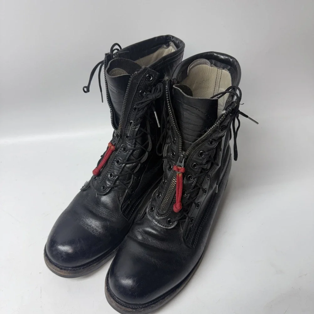 Vtg Addison Shoe Co Biltrite *Read * Zip Tongue Combat Boot  Asymmetric 8D